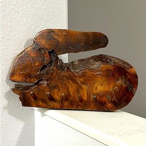 🖤C.1960s Hawaiian KOA WOOD rabbit key wall hanger/hooks